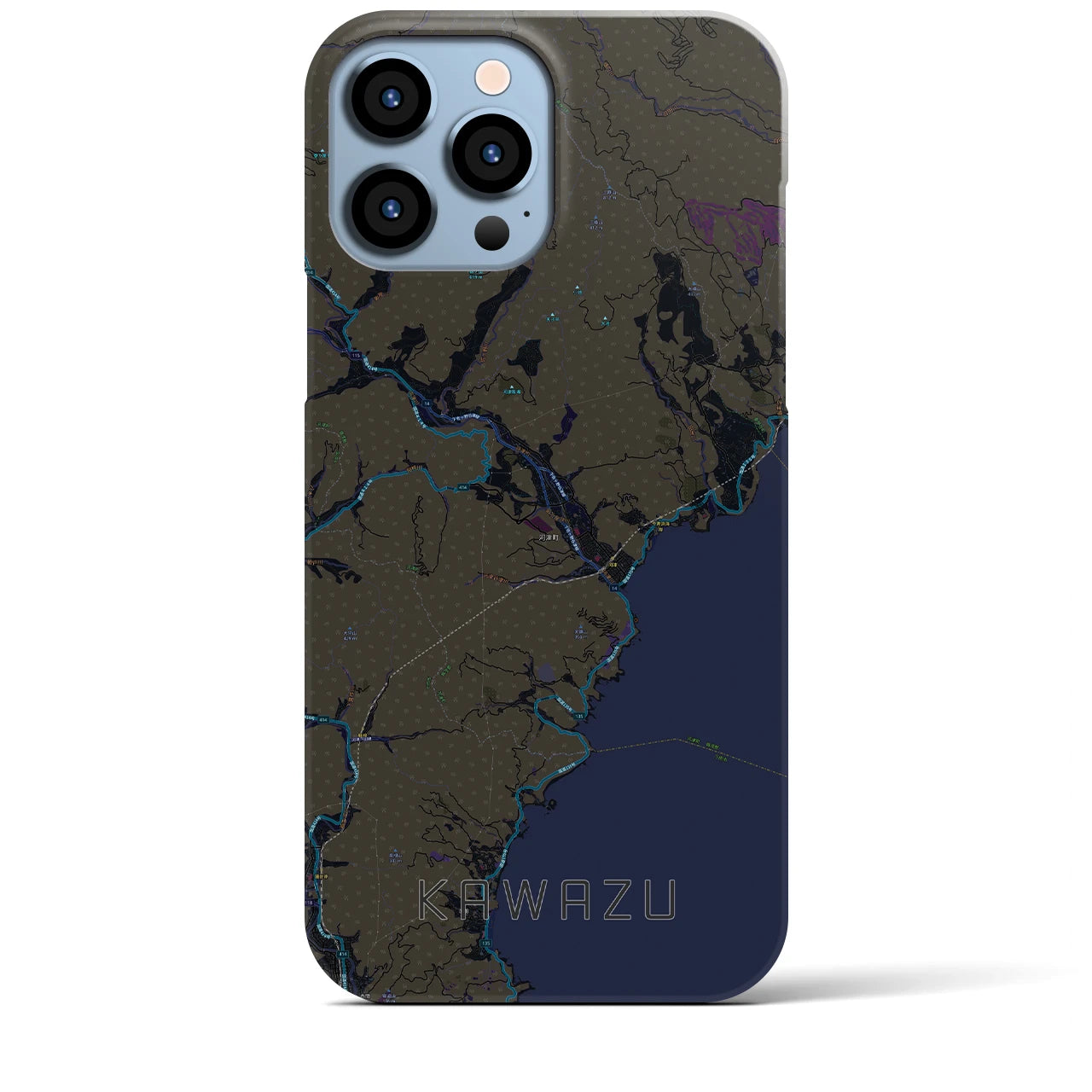 【河津】地図柄iPhoneケース（バックカバータイプ・ブラック）iPhone 13 Pro Max 用