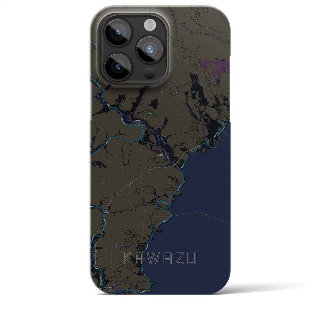 【河津】地図柄iPhoneケース（バックカバータイプ・ブラック）iPhone 15 Pro Max 用