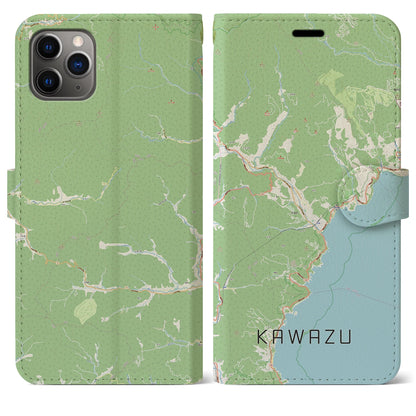 【河津（静岡県）】地図柄iPhoneケース（手帳タイプ）ナチュラル・iPhone 11 Pro Max 用