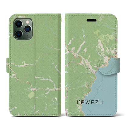 【河津（静岡県）】地図柄iPhoneケース（手帳タイプ）ナチュラル・iPhone 11 Pro 用