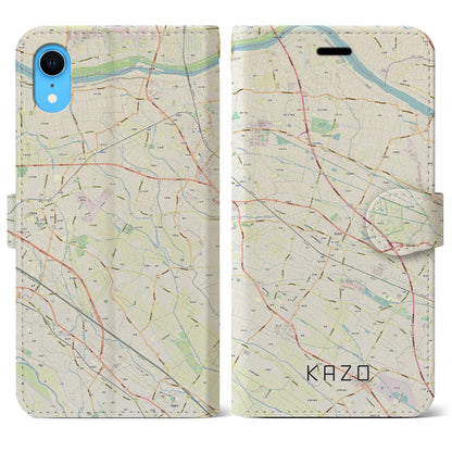 【加須（埼玉県）】地図柄iPhoneケース（手帳タイプ）ナチュラル・iPhone XR 用