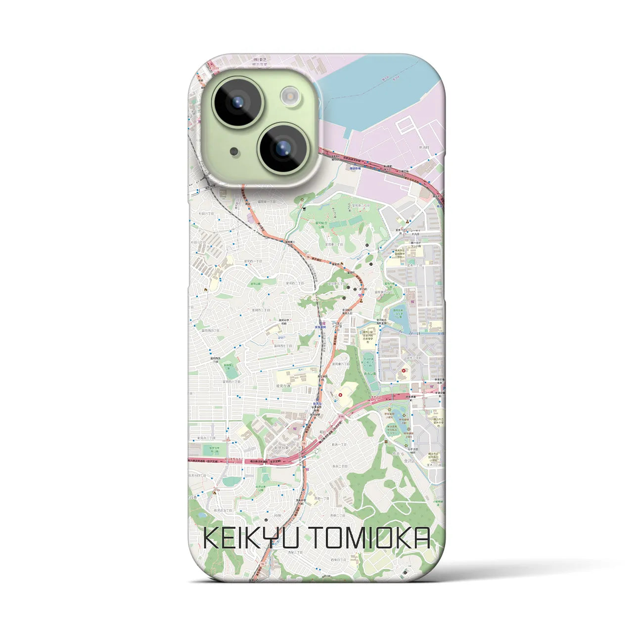【京急富岡】地図柄iPhoneケース（バックカバータイプ・ナチュラル）iPhone 15 用