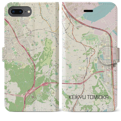 【京急富岡（神奈川県）】地図柄iPhoneケース（手帳タイプ）ナチュラル・iPhone 8Plus /7Plus / 6sPlus / 6Plus 用