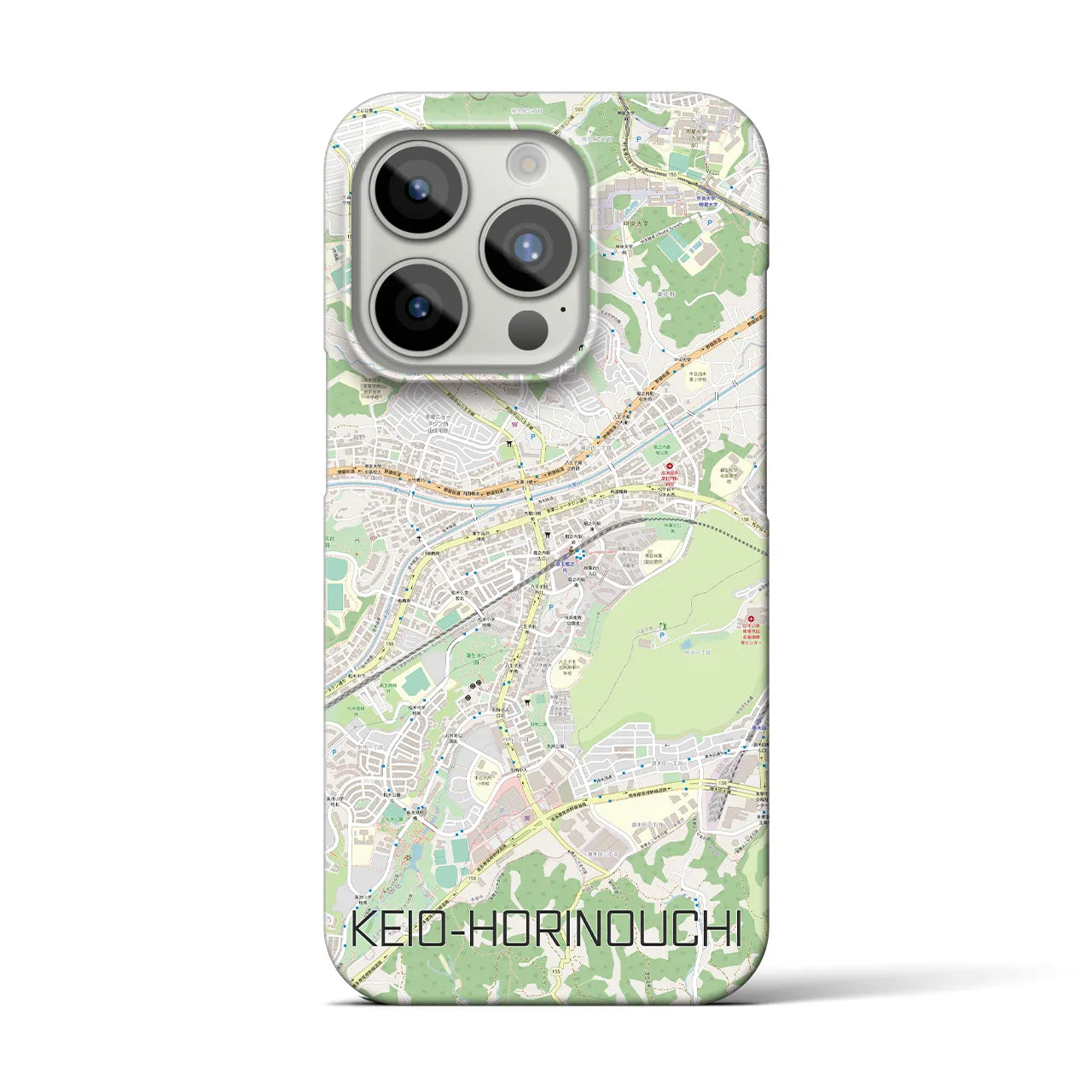 【京王堀之内】地図柄iPhoneケース（バックカバータイプ・ナチュラル）iPhone 15 Pro 用