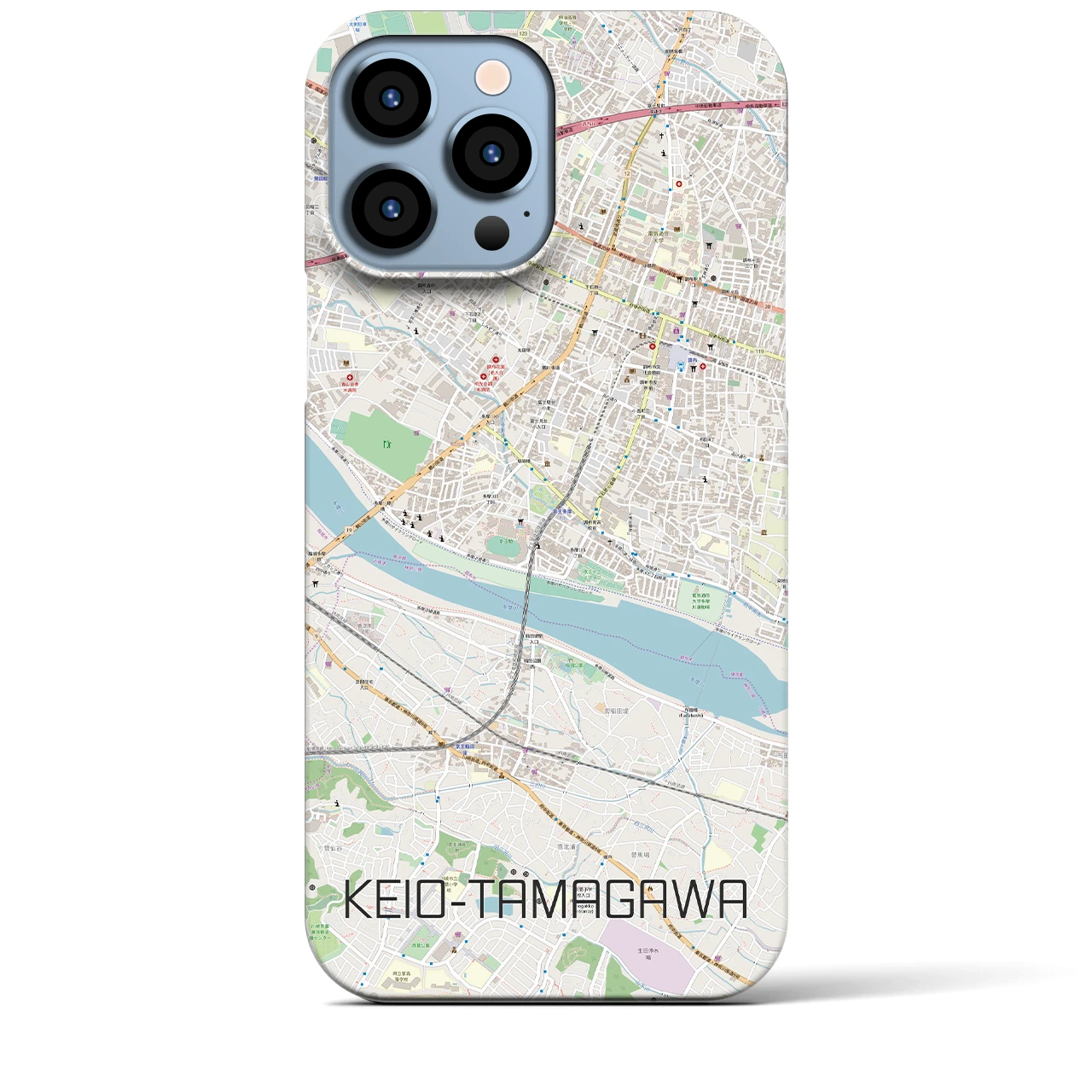 【京王多摩川】地図柄iPhoneケース（バックカバータイプ・ナチュラル）iPhone 13 Pro Max 用