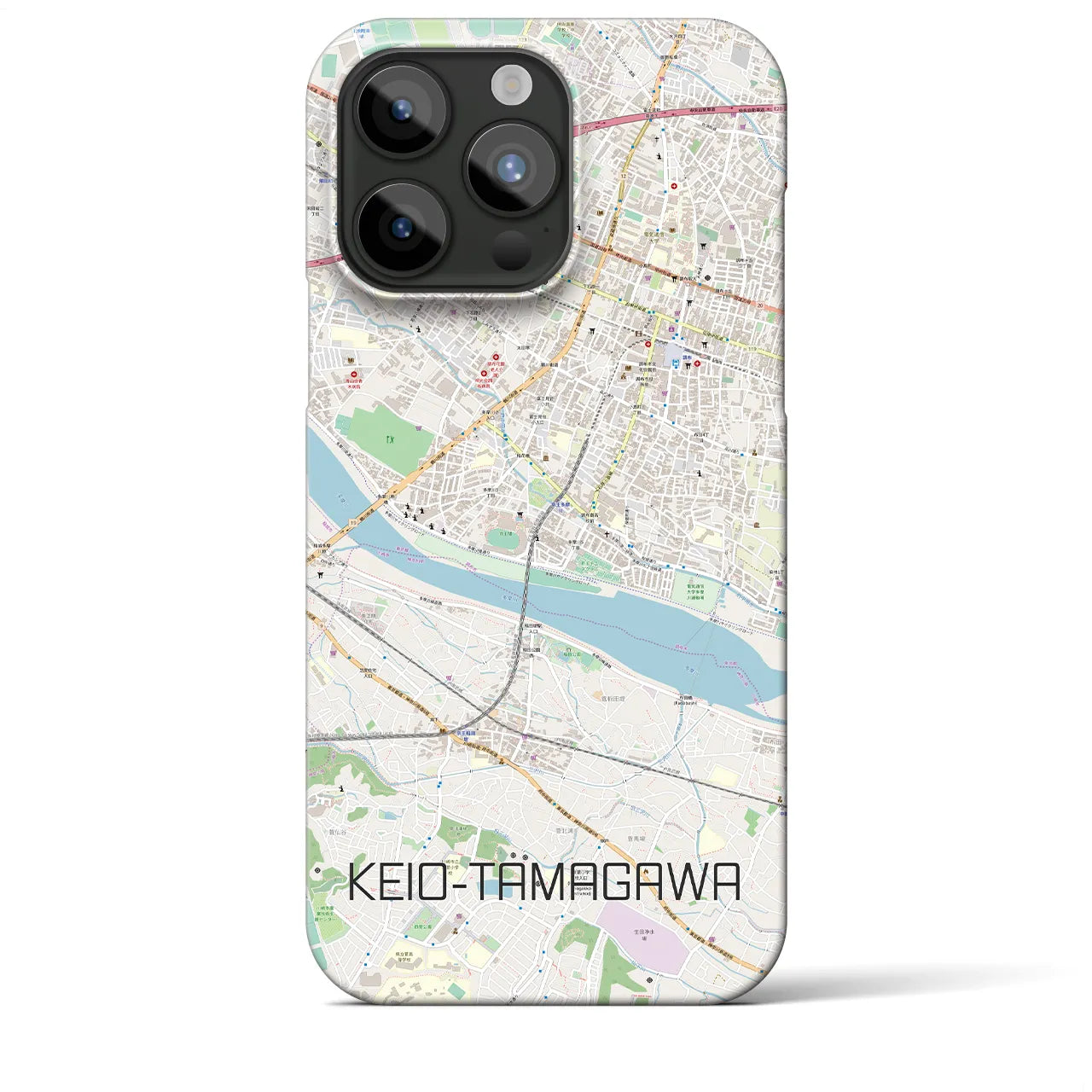 【京王多摩川】地図柄iPhoneケース（バックカバータイプ・ナチュラル）iPhone 15 Pro Max 用