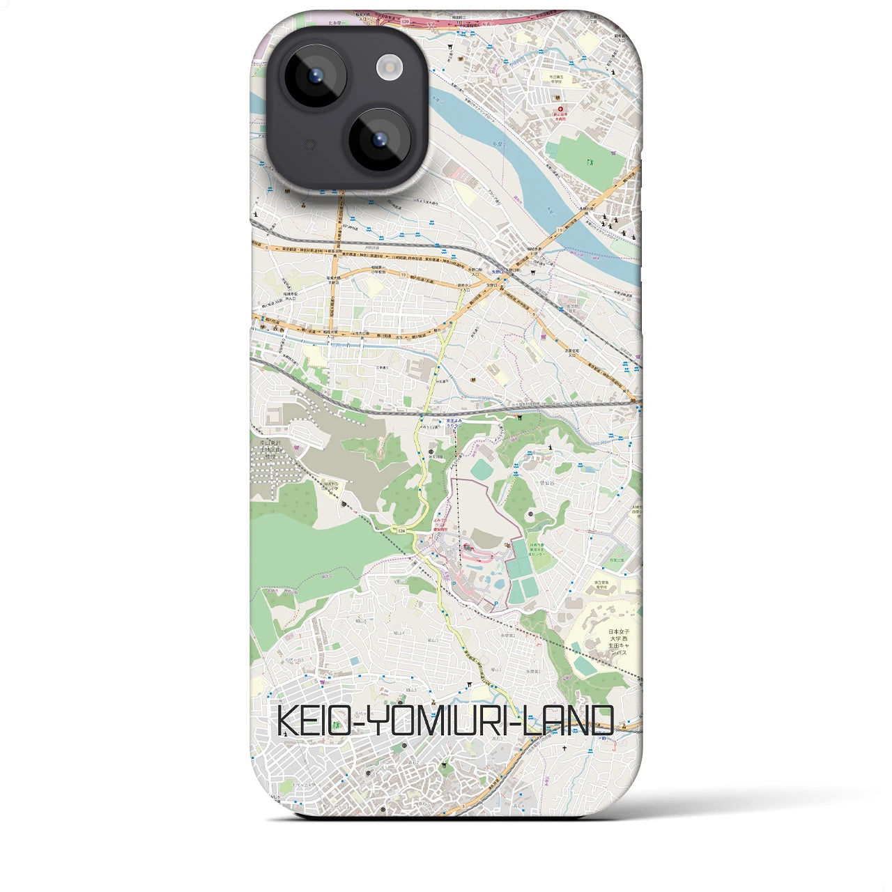 【京王よみうりランド】地図柄iPhoneケース（バックカバータイプ・ナチュラル）iPhone 14 Plus 用