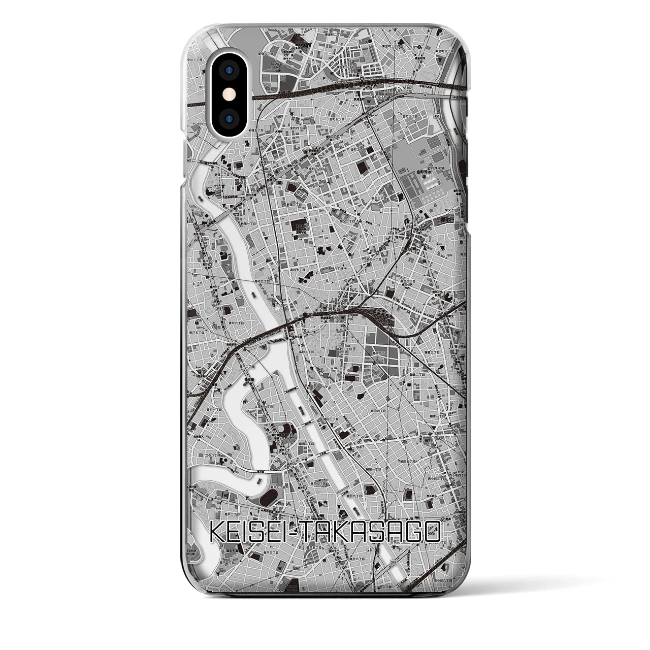 【京成高砂】地図柄iPhoneケース（クリアタイプ・モノトーン）iPhone XS Max 用