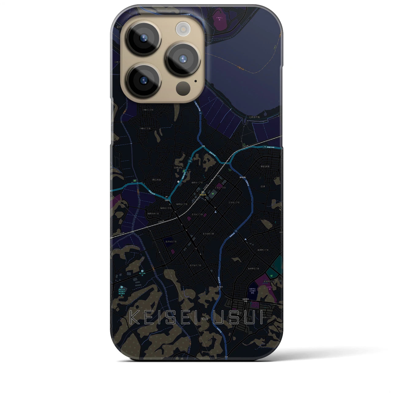 【京成臼井】地図柄iPhoneケース（バックカバータイプ・ブラック）iPhone 14 Pro Max 用