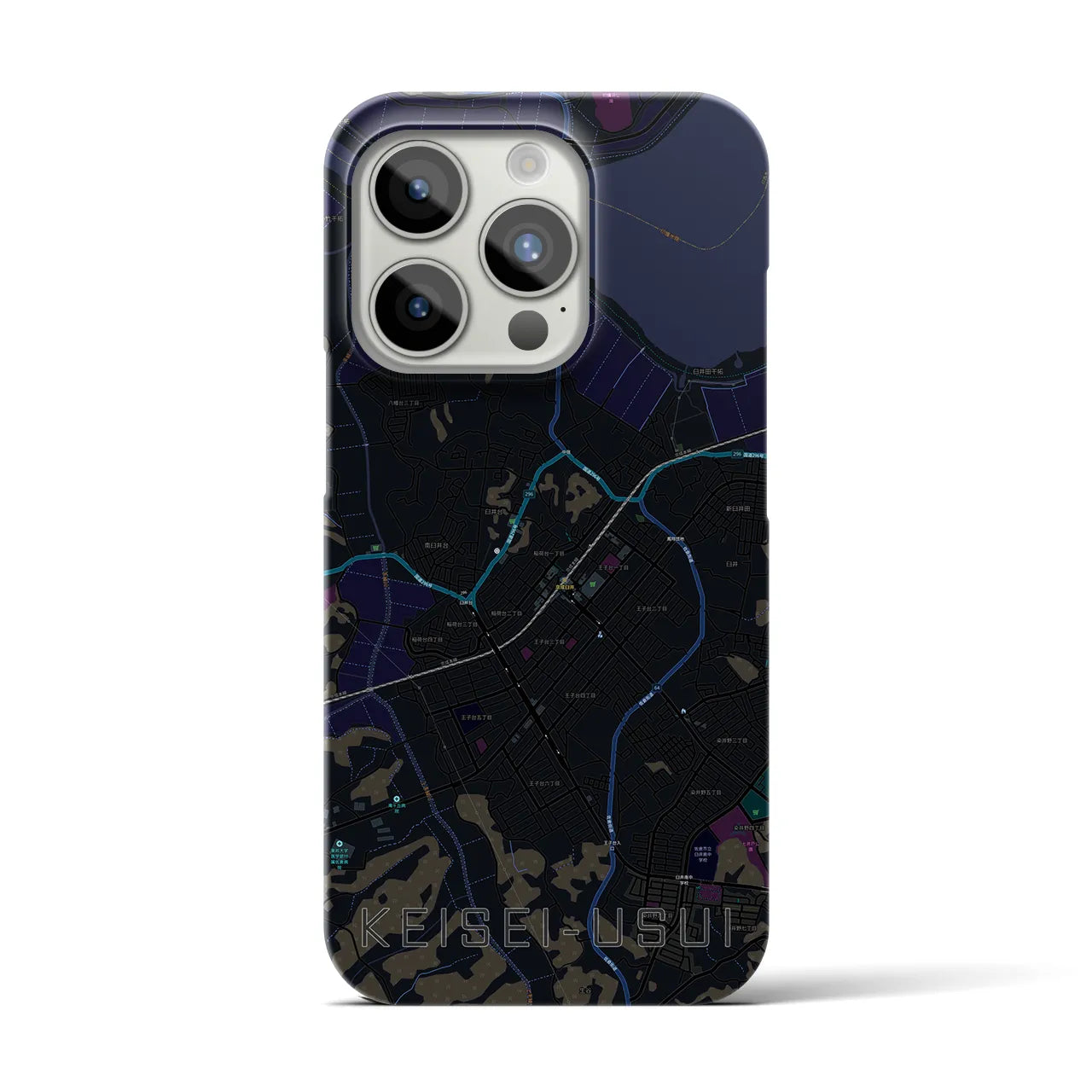 【京成臼井】地図柄iPhoneケース（バックカバータイプ・ブラック）iPhone 15 Pro 用
