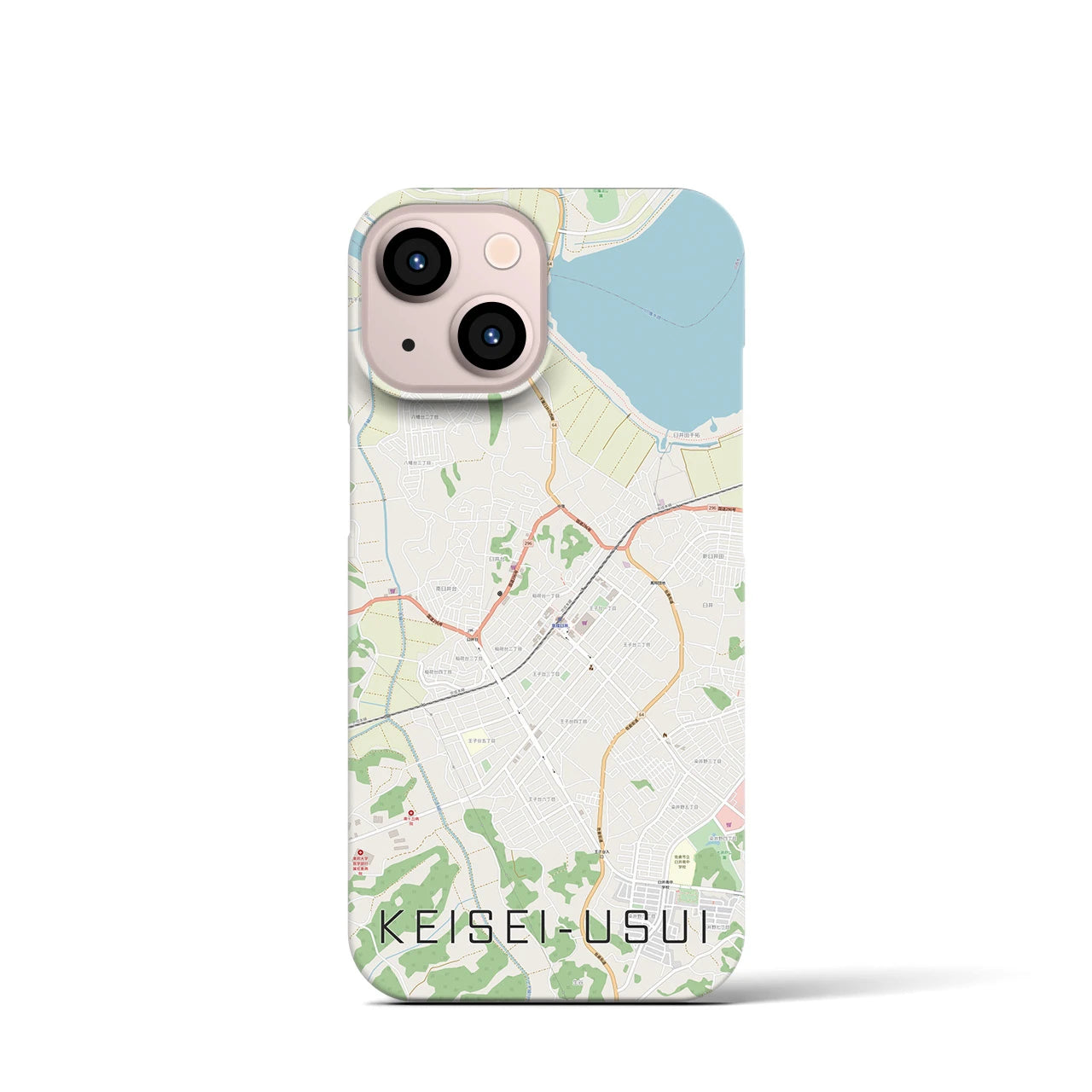 【京成臼井】地図柄iPhoneケース（バックカバータイプ・ナチュラル）iPhone 13 mini 用