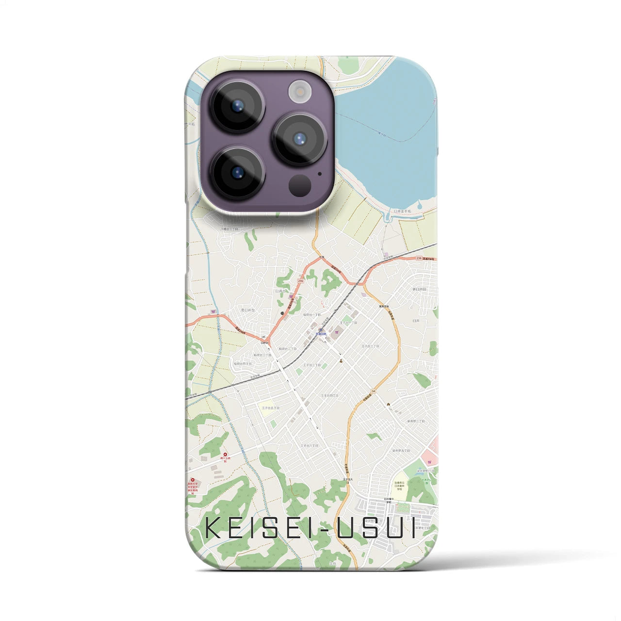 【京成臼井】地図柄iPhoneケース（バックカバータイプ・ナチュラル）iPhone 14 Pro 用