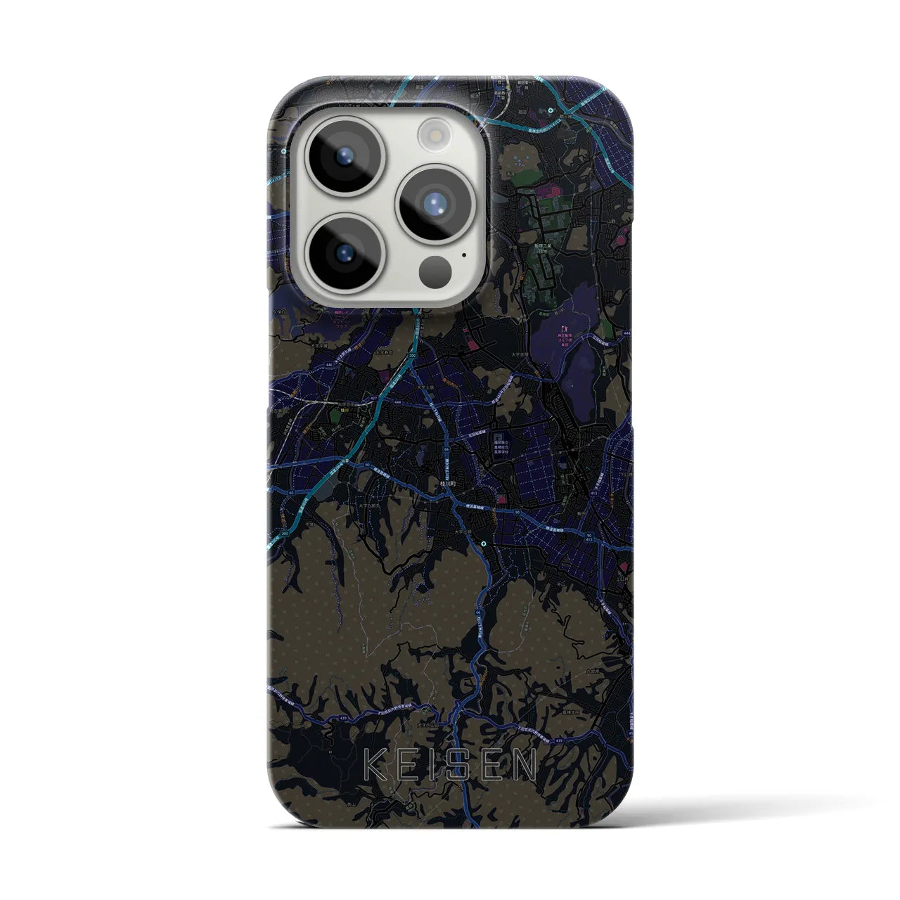 【桂川】地図柄iPhoneケース（バックカバータイプ・ブラック）iPhone 15 Pro 用