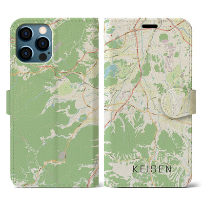 【桂川（福岡県）】地図柄iPhoneケース（手帳タイプ）ナチュラル・iPhone 12 / 12 Pro 用