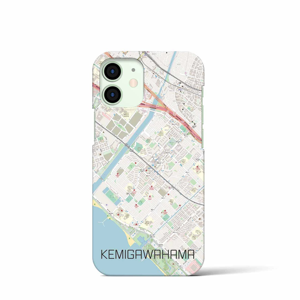 【検見川浜】地図柄iPhoneケース（バックカバータイプ・ナチュラル）iPhone 12 mini 用