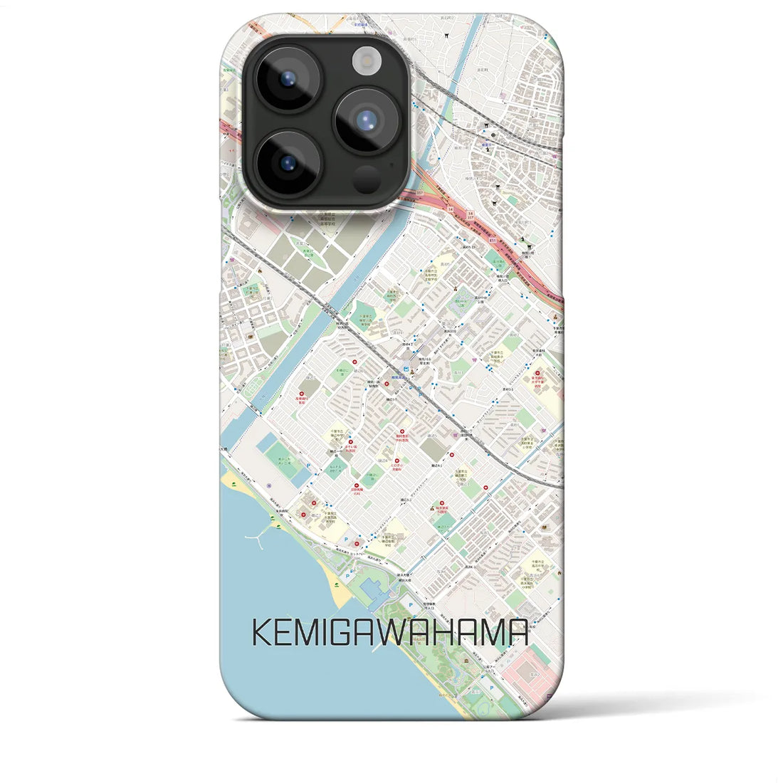 【検見川浜】地図柄iPhoneケース（バックカバータイプ・ナチュラル）iPhone 15 Pro Max 用