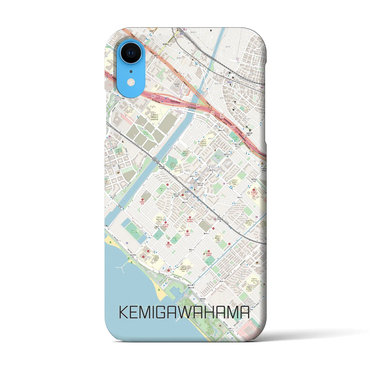 【検見川浜】地図柄iPhoneケース（バックカバータイプ・ナチュラル）iPhone XR 用