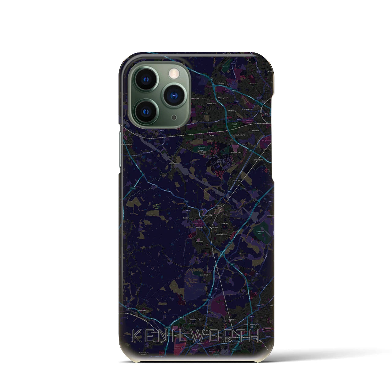 【ケニルワース】地図柄iPhoneケース（バックカバータイプ・ブラック）iPhone 11 Pro 用