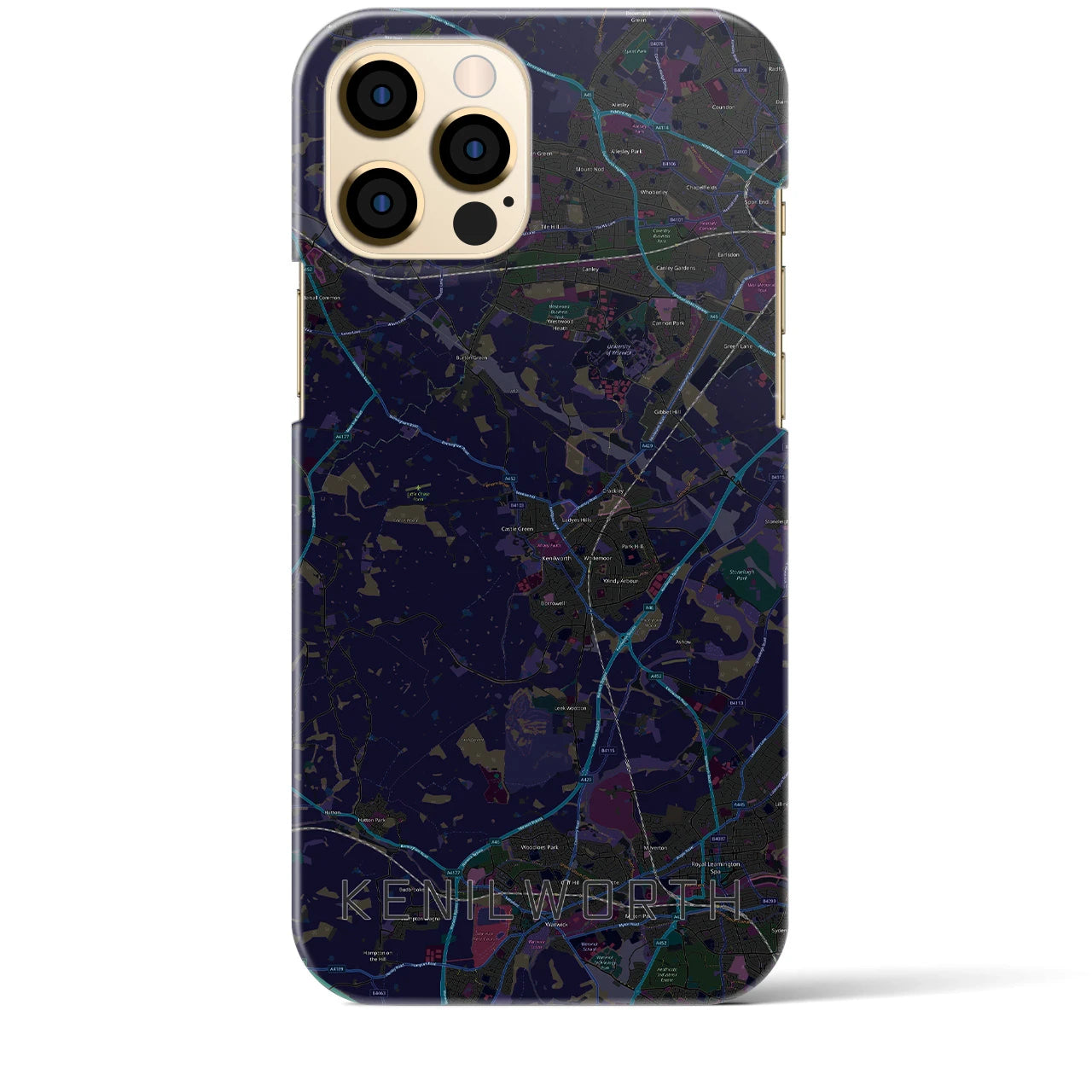 【ケニルワース】地図柄iPhoneケース（バックカバータイプ・ブラック）iPhone 12 Pro Max 用