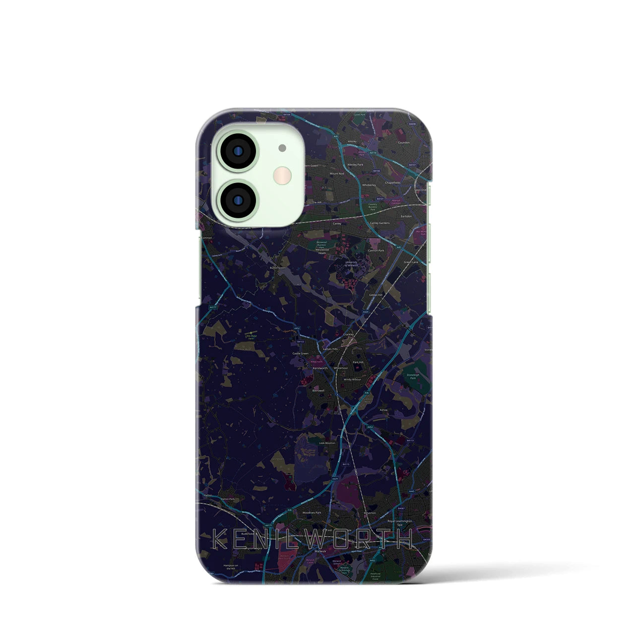 【ケニルワース】地図柄iPhoneケース（バックカバータイプ・ブラック）iPhone 12 mini 用