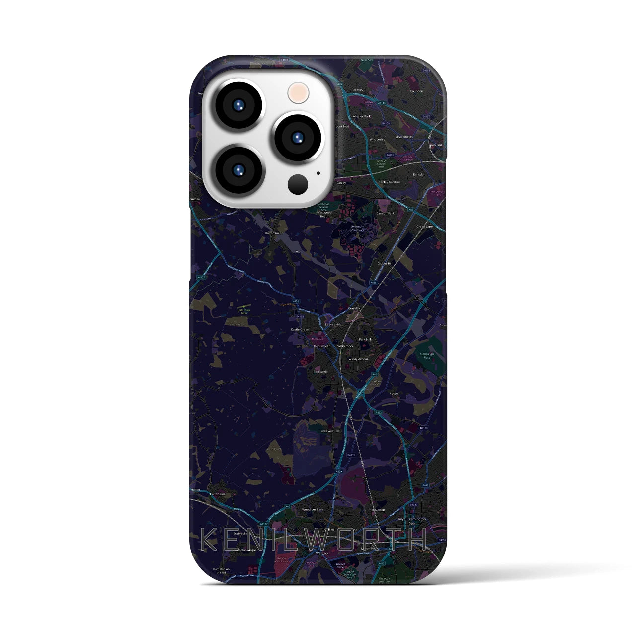 【ケニルワース】地図柄iPhoneケース（バックカバータイプ・ブラック）iPhone 13 Pro 用