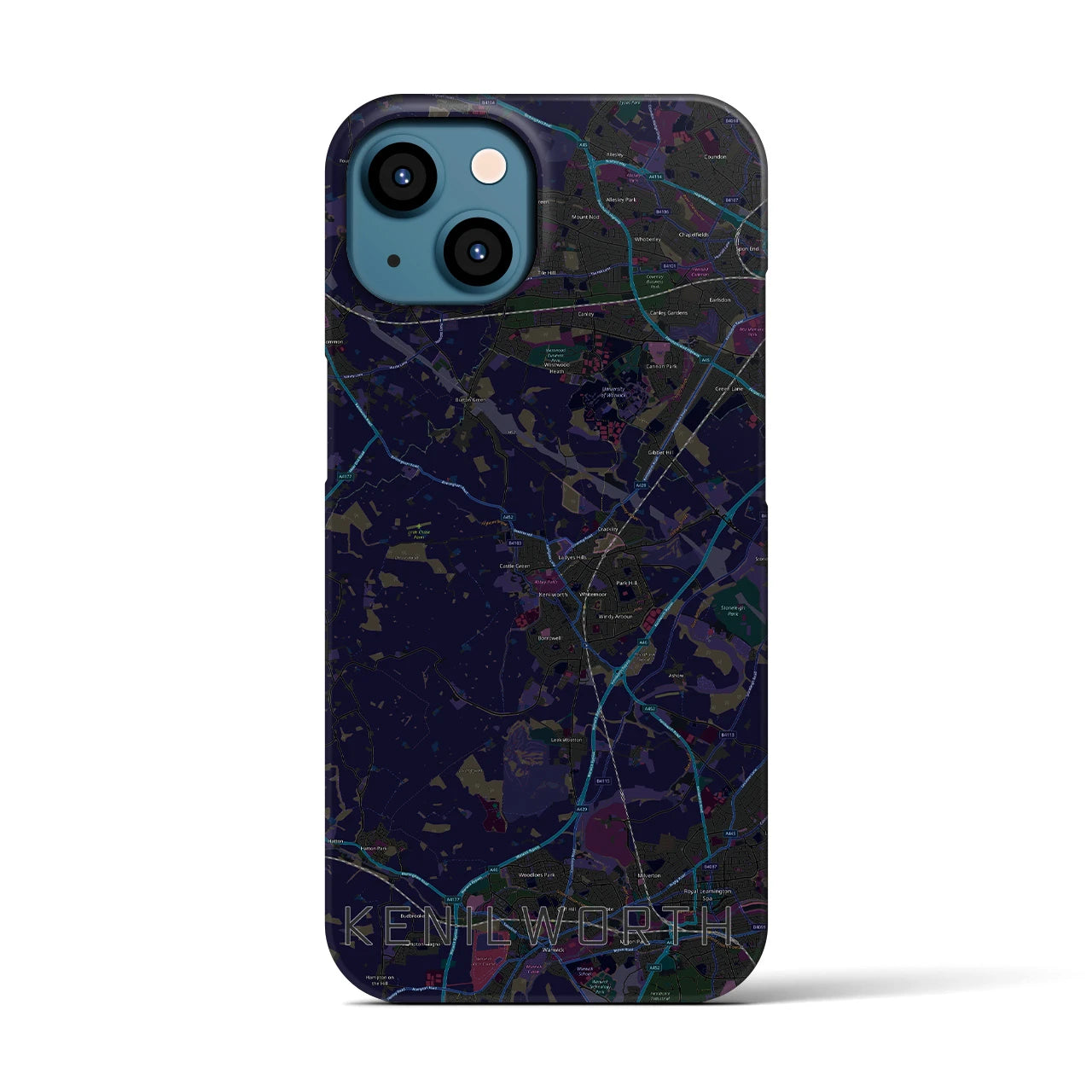 【ケニルワース】地図柄iPhoneケース（バックカバータイプ・ブラック）iPhone 13 用