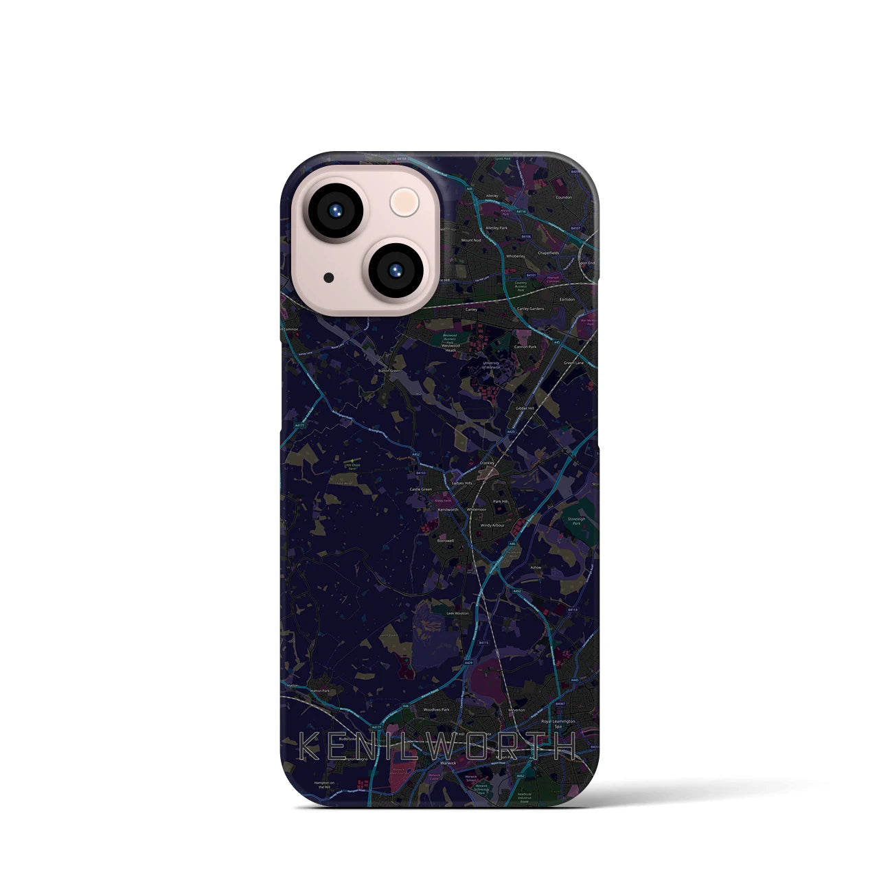 【ケニルワース】地図柄iPhoneケース（バックカバータイプ・ブラック）iPhone 13 mini 用