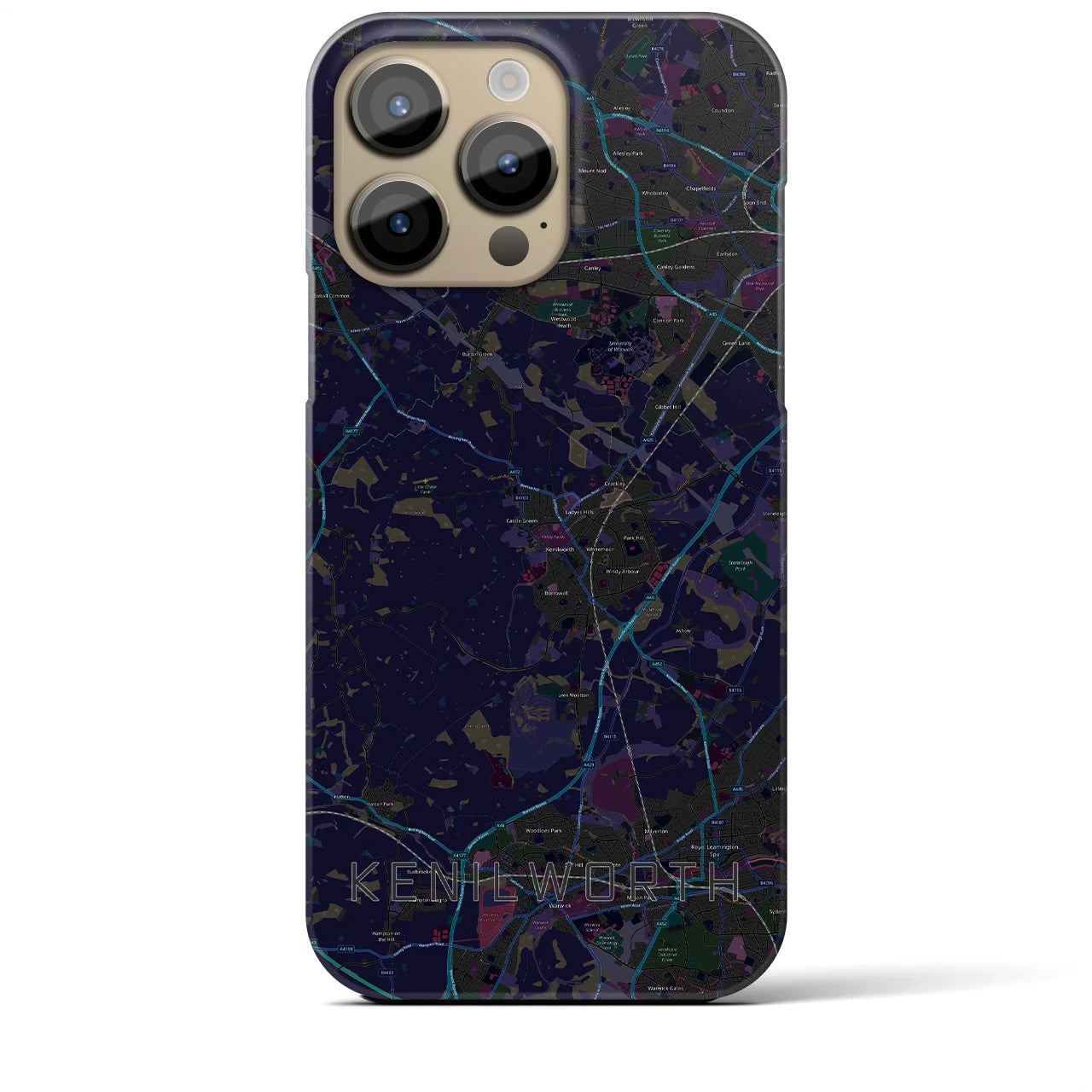 【ケニルワース】地図柄iPhoneケース（バックカバータイプ・ブラック）iPhone 14 Pro Max 用