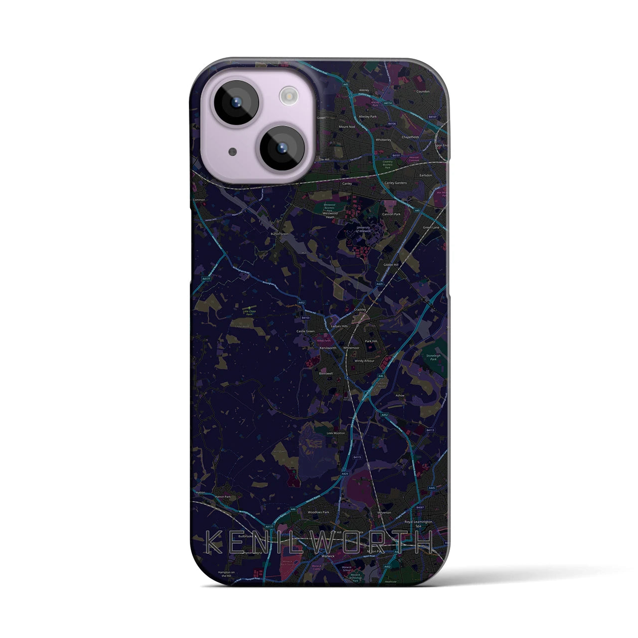 【ケニルワース】地図柄iPhoneケース（バックカバータイプ・ブラック）iPhone 14 用