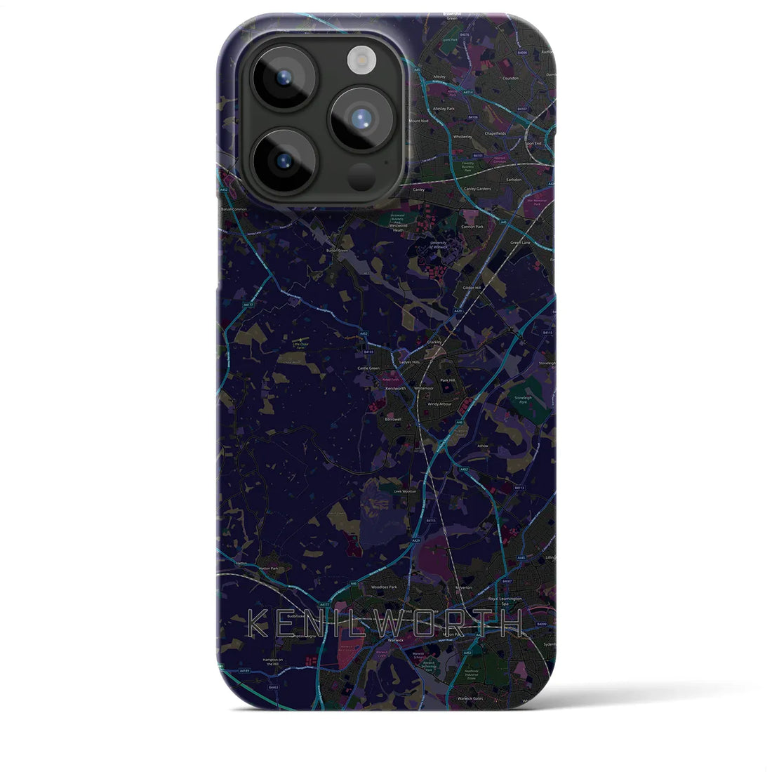 【ケニルワース】地図柄iPhoneケース（バックカバータイプ・ブラック）iPhone 15 Pro Max 用