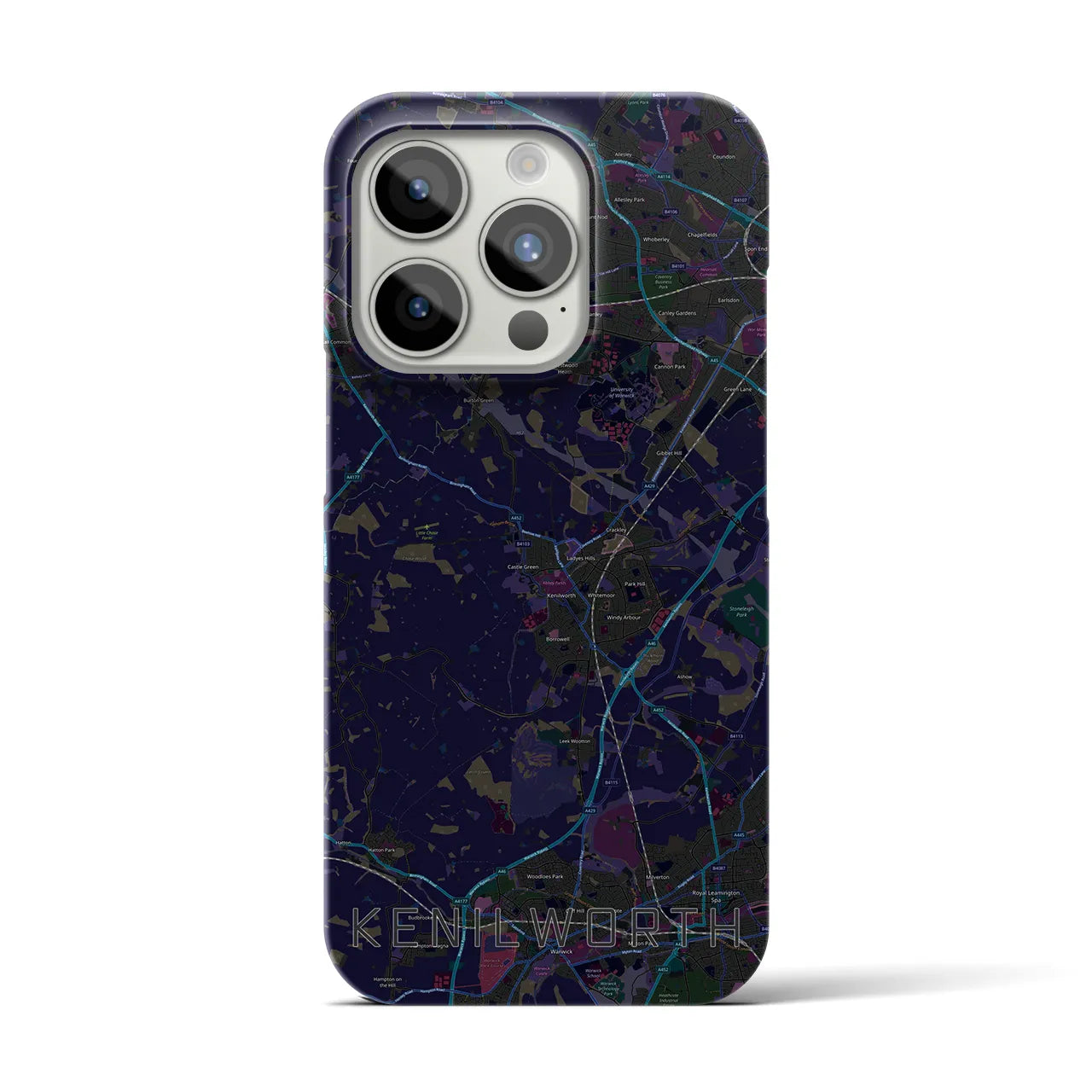 【ケニルワース】地図柄iPhoneケース（バックカバータイプ・ブラック）iPhone 15 Pro 用