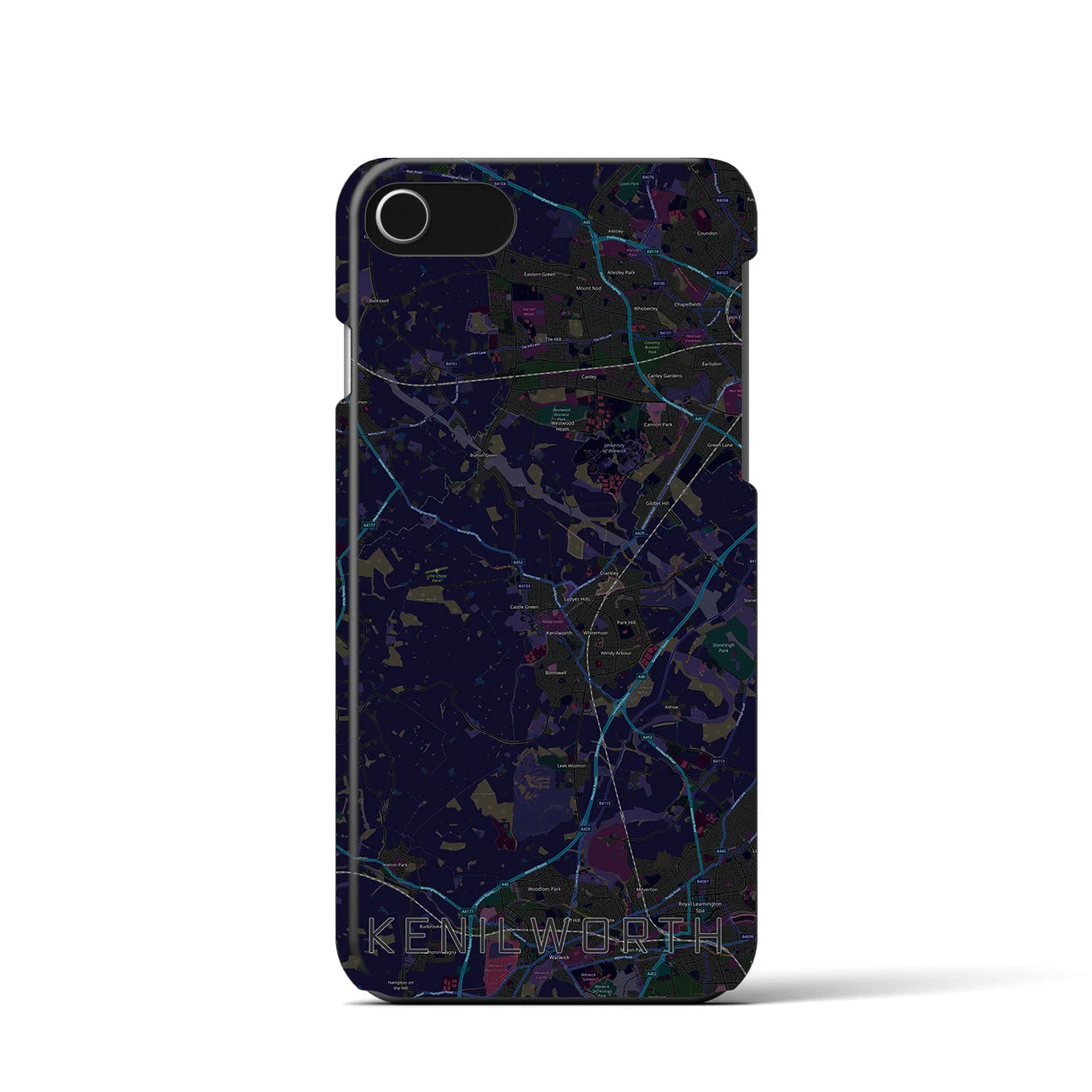 【ケニルワース】地図柄iPhoneケース（バックカバータイプ・ブラック）iPhone SE（第3 / 第2世代） / 8 / 7 / 6s / 6 用