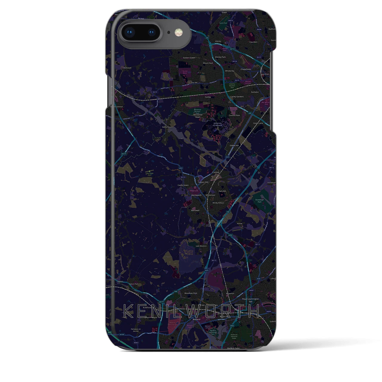 【ケニルワース】地図柄iPhoneケース（バックカバータイプ・ブラック）iPhone 8Plus /7Plus / 6sPlus / 6Plus 用