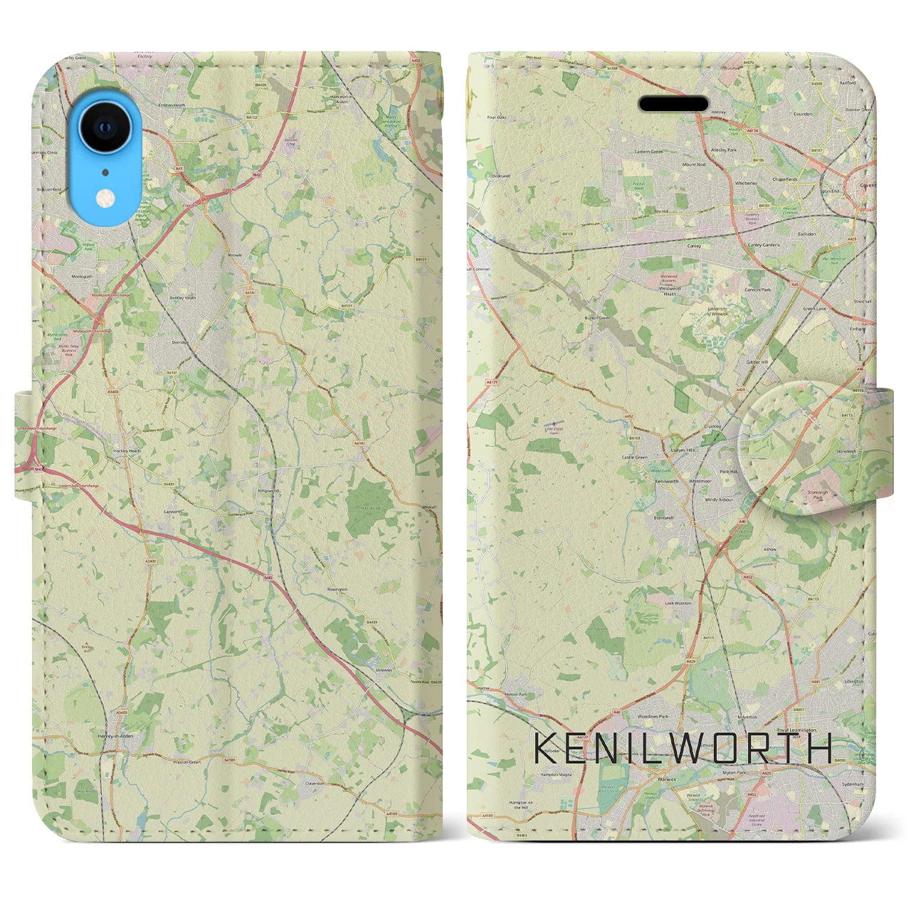 【ケニルワース】地図柄iPhoneケース（手帳両面タイプ・ナチュラル）iPhone XR 用