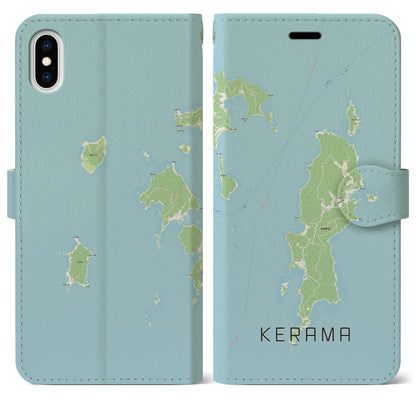【慶良間（沖縄県）】地図柄iPhoneケース（手帳タイプ）ナチュラル・iPhone XS Max 用