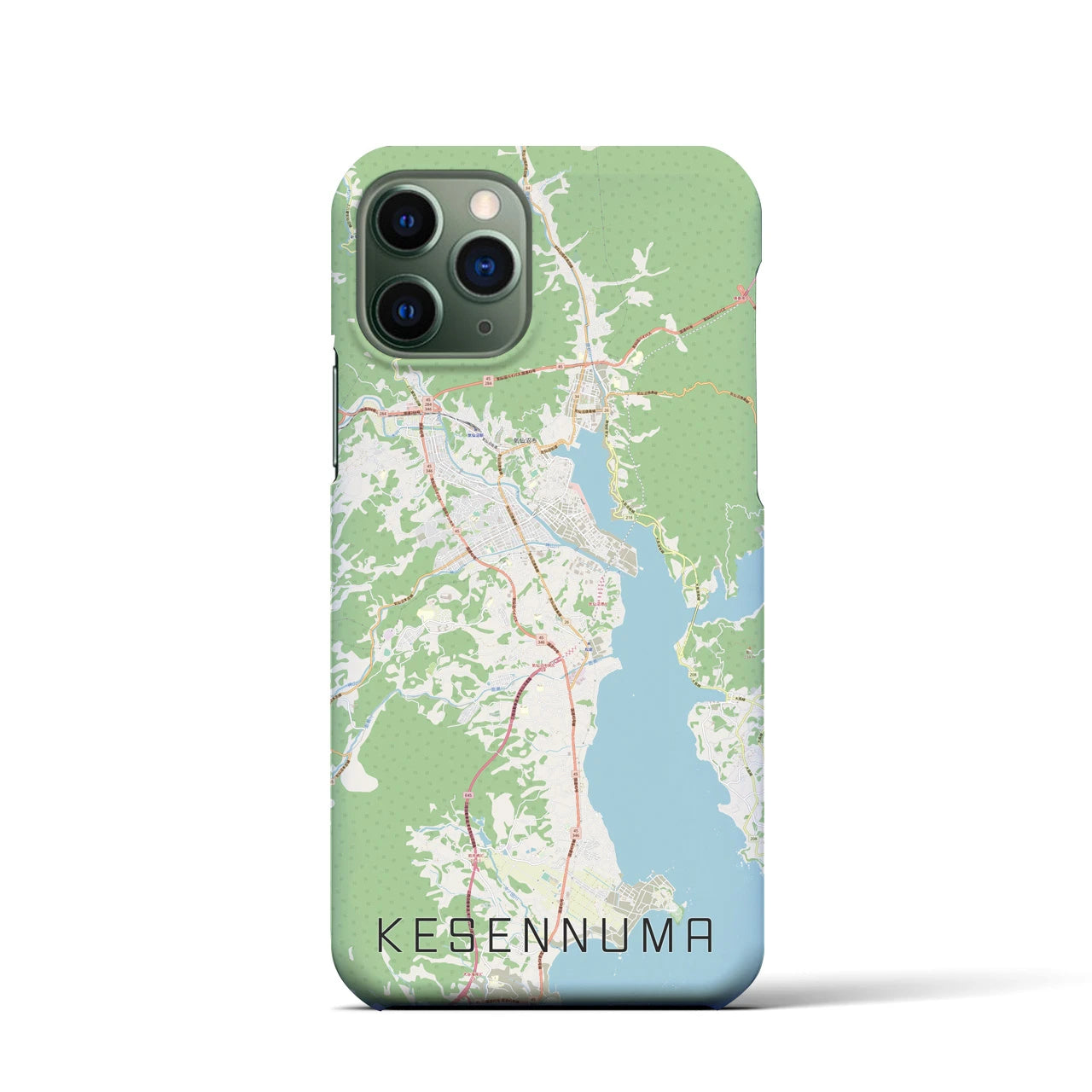 【気仙沼】地図柄iPhoneケース（バックカバータイプ・ナチュラル）iPhone 11 Pro 用