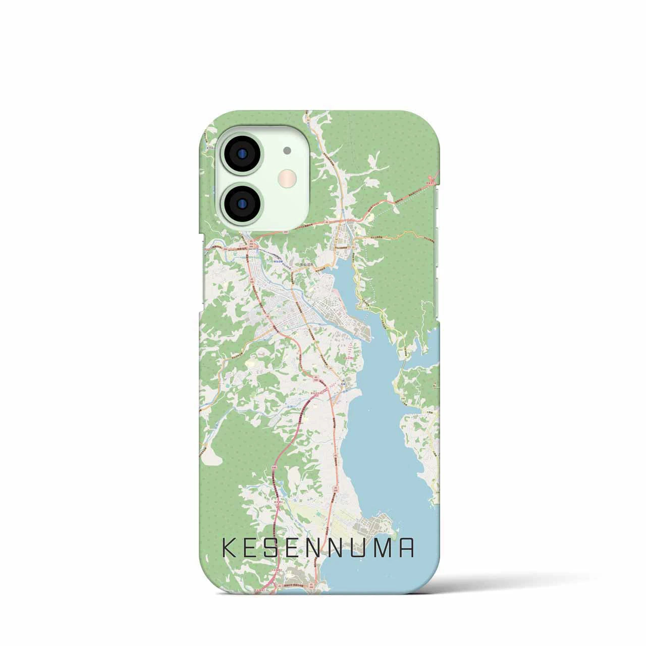 【気仙沼】地図柄iPhoneケース（バックカバータイプ・ナチュラル）iPhone 12 mini 用