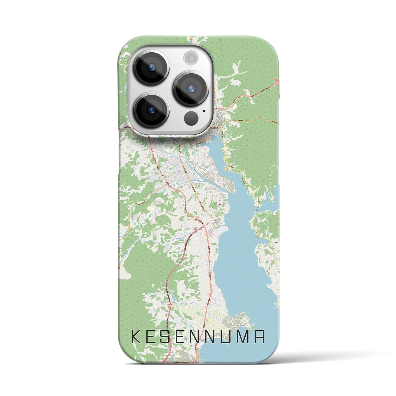 【気仙沼】地図柄iPhoneケース（バックカバータイプ・ナチュラル）iPhone 14 Pro 用