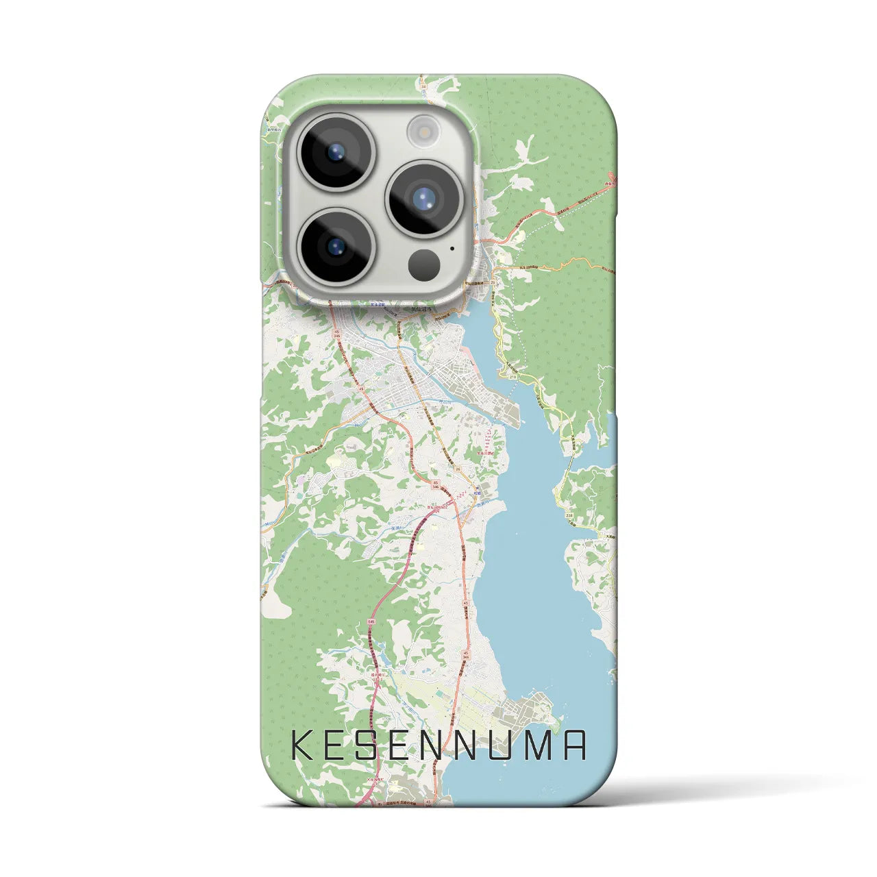 【気仙沼】地図柄iPhoneケース（バックカバータイプ・ナチュラル）iPhone 15 Pro 用