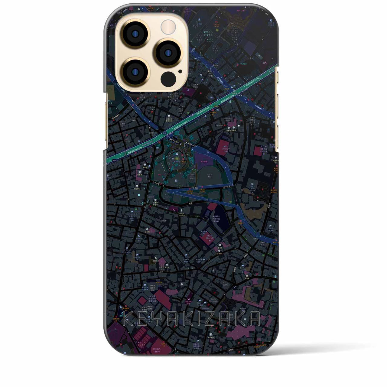 【けやき坂】地図柄iPhoneケース（バックカバータイプ・ブラック）iPhone 12 Pro Max 用