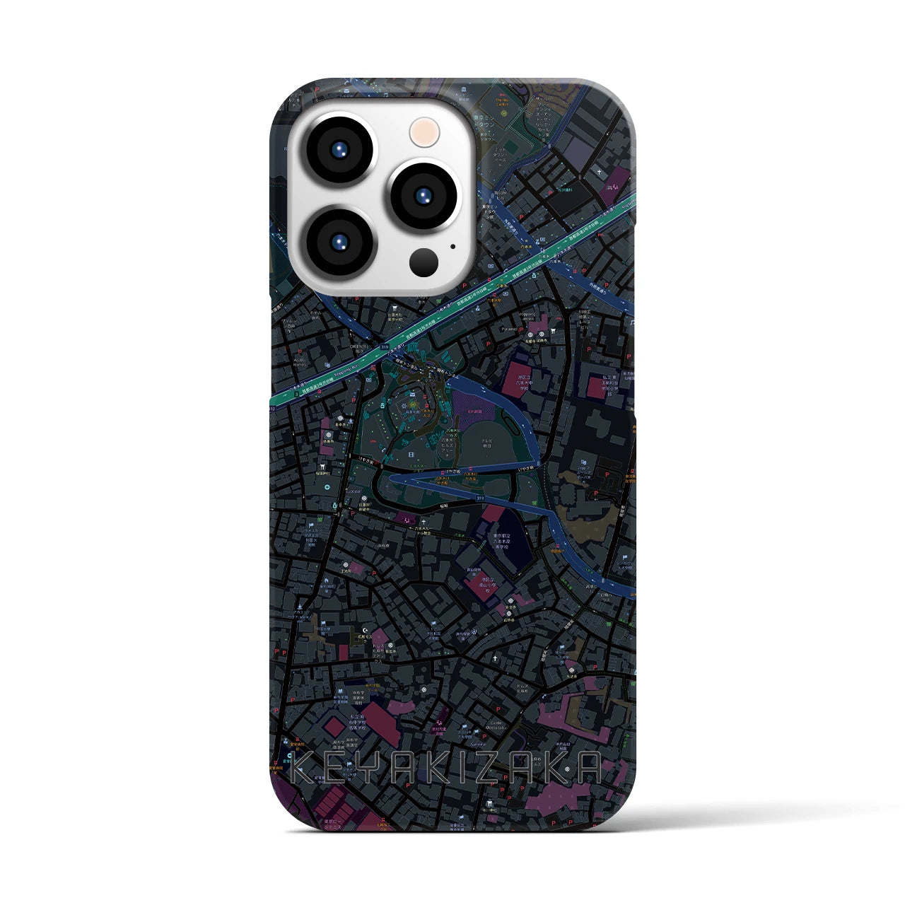【けやき坂】地図柄iPhoneケース（バックカバータイプ・ブラック）iPhone 13 Pro 用