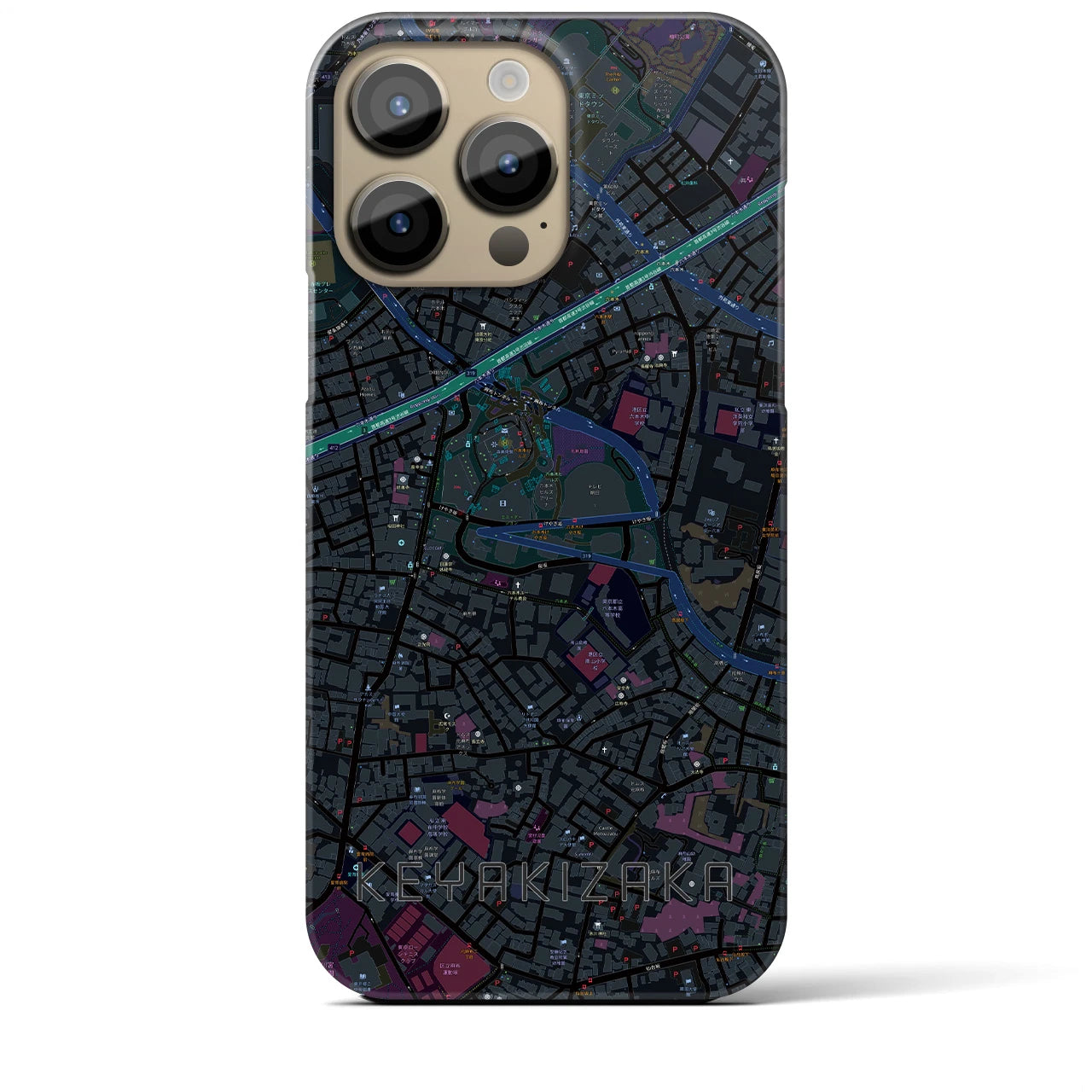 【けやき坂】地図柄iPhoneケース（バックカバータイプ・ブラック）iPhone 14 Pro Max 用