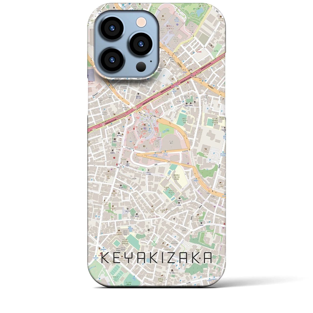 【けやき坂】地図柄iPhoneケース（バックカバータイプ・ナチュラル）iPhone 13 Pro Max 用