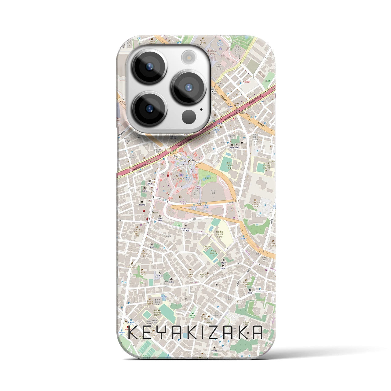 【けやき坂】地図柄iPhoneケース（バックカバータイプ・ナチュラル）iPhone 14 Pro 用