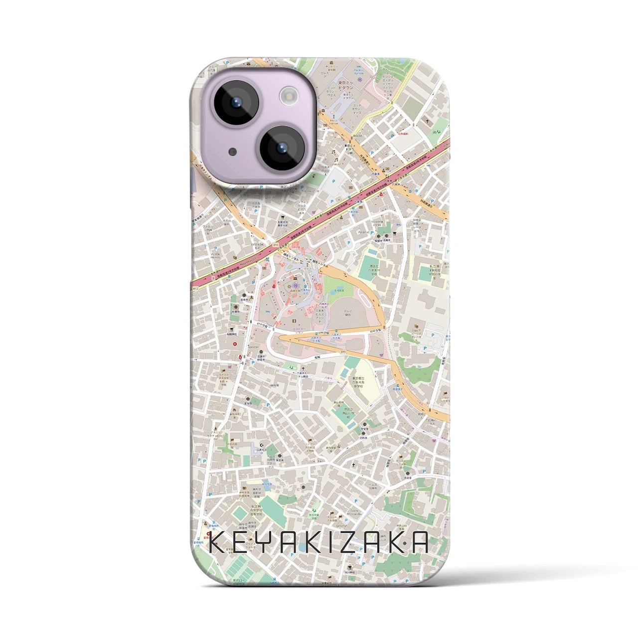 【けやき坂】地図柄iPhoneケース（バックカバータイプ・ナチュラル）iPhone 14 用