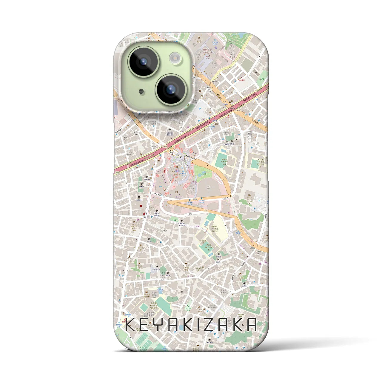 【けやき坂】地図柄iPhoneケース（バックカバータイプ・ナチュラル）iPhone 15 用
