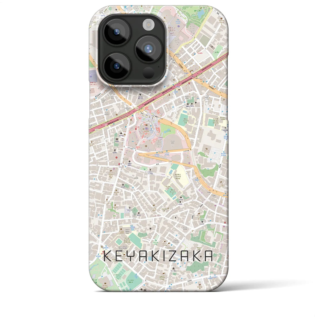 【けやき坂】地図柄iPhoneケース（バックカバータイプ・ナチュラル）iPhone 15 Pro Max 用