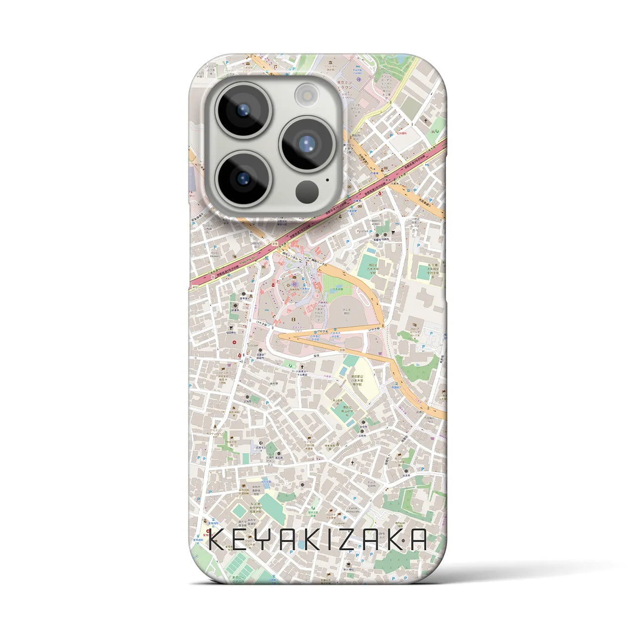 【けやき坂】地図柄iPhoneケース（バックカバータイプ・ナチュラル）iPhone 15 Pro 用