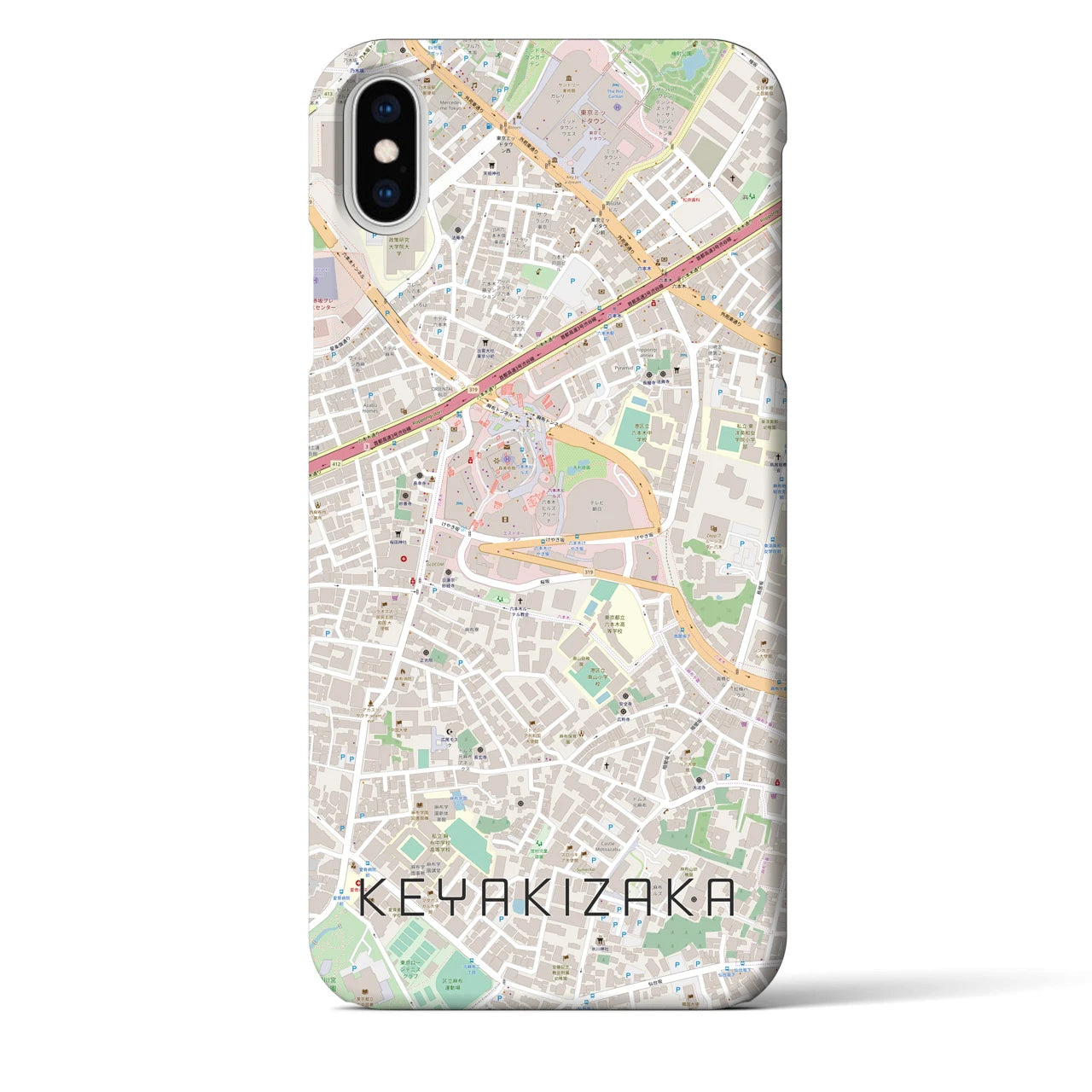 【けやき坂】地図柄iPhoneケース（バックカバータイプ・ナチュラル）iPhone XS Max 用