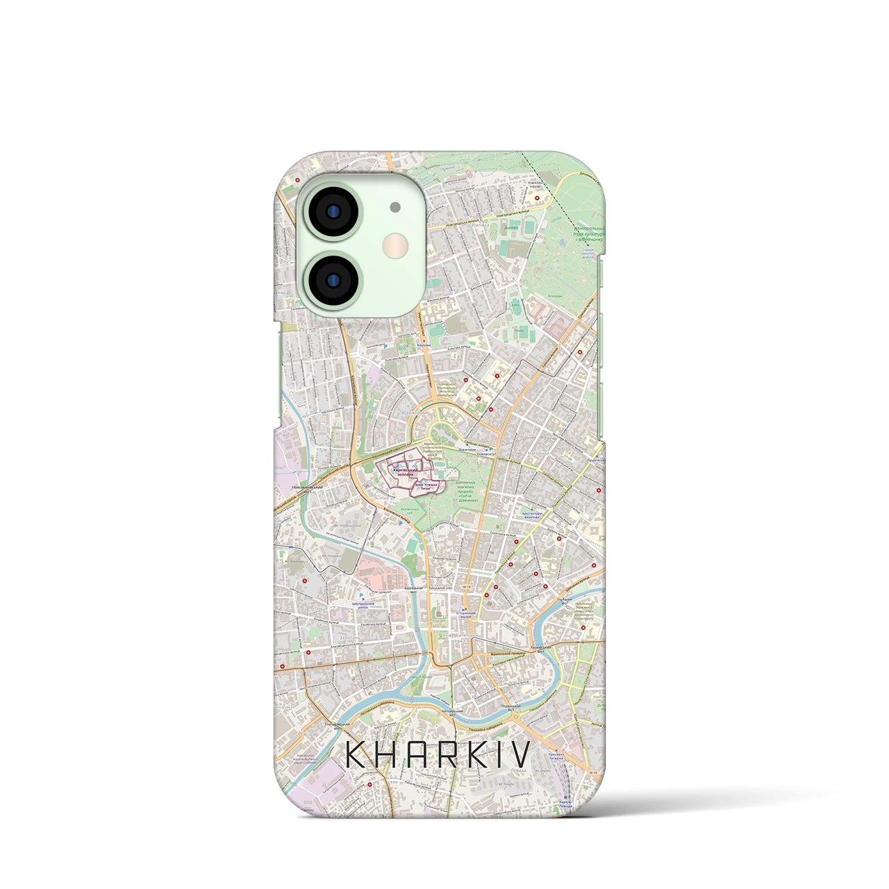【ハルキウ】地図柄iPhoneケース（バックカバータイプ・ナチュラル）iPhone 12 mini 用